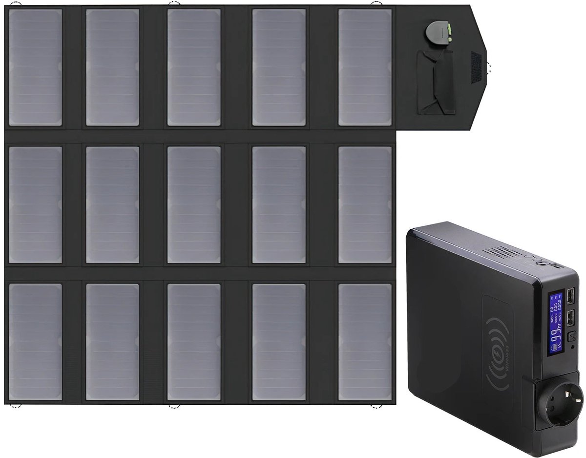 Powerstation - met 100W Opvouwbaar Zonnepaneel - Draagbare - Solar Generator - Stroomgenerator - 200W - Voor Camping, Reizen en Off-grid Energie