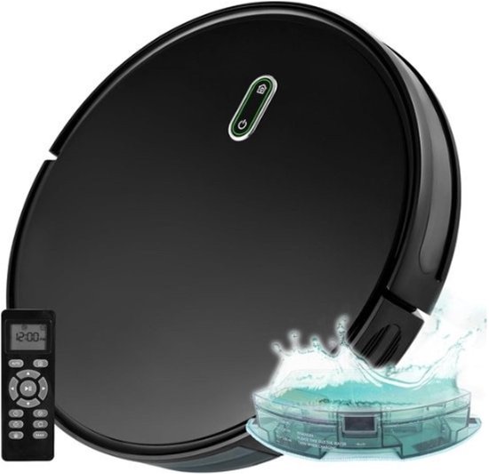 StayPowered Robotstofzuiger met Dweilfunctie - Ervaar Moeiteloos Schoonmaken - 1400 PA Zuigkracht - WIPING-Functie - HEPA-Filter - Automatisch Opladen - Anti-Botsingssensoren - 2600 mAh Batterij - Zwart - Levering Sneller dan Aangegeven!