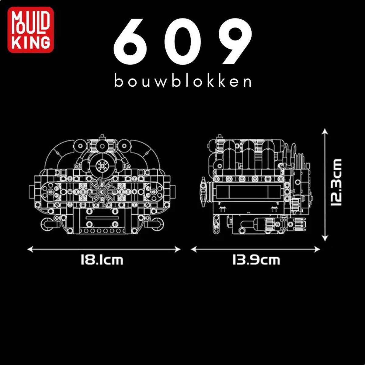 Mould King 10193 Boxer Engine formule 1 Educatief motor bouwset | Speed champions modelbouw | Creator classic bouwpakket | Technische F1 speelgoed ideas voor expert volwassenen & kinderen | compatibel met lego of mega | 609 bloks — afbeelding 8