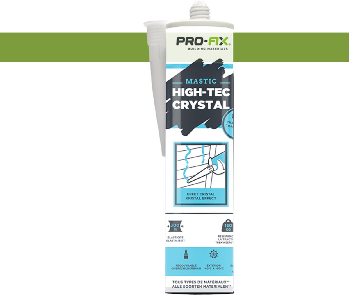 Pro-Fix - Mastic High-Tec Crystal - Pro-Fix | Premium Lijmkit voor Badkamer en Sanitair | Sterk, Waterbestendig & Duurzaam | Voor Professionele Toepassingen | high-tack transparant