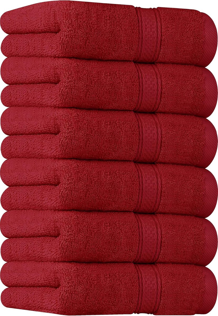 Famanu - Hoogwaardige rode handdoeken – 100% gekamd ringgesponnen katoen, ultra-zacht en zeer absorberend, 600 g/m² extra grote dikke handdoeken van 41 x 71 cm, hotel- en spa kwaliteit handdoeken (set van 6)