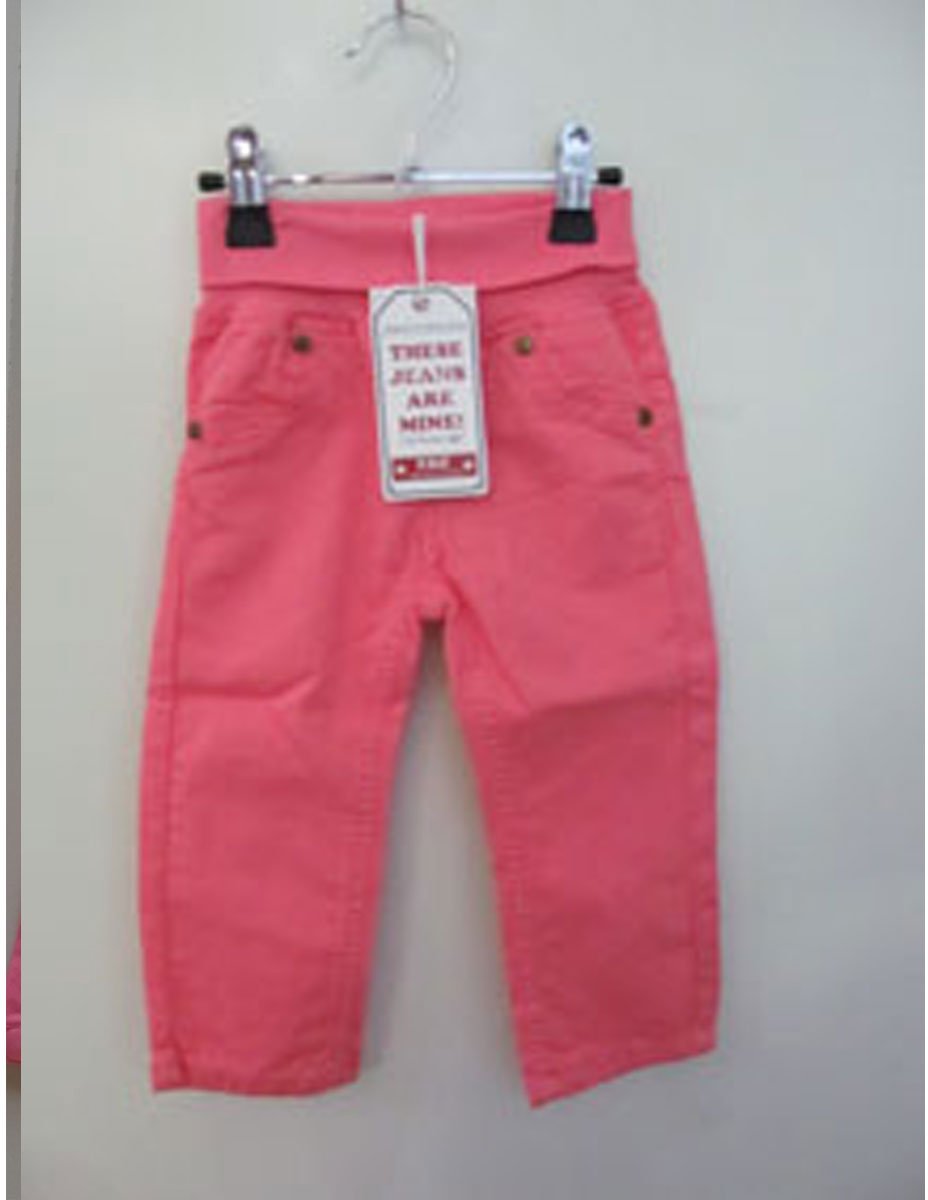 Feetje denim broek met brede elatische tailleband roze maat 68
