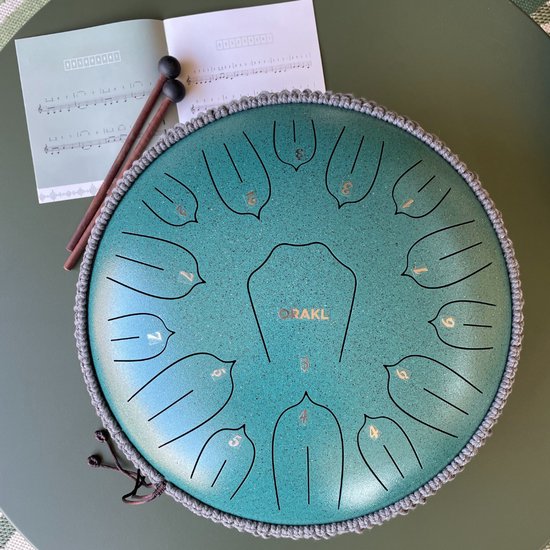 Orakl ® - Tongue Drum Elysium Zeegroen - Inclusief lesboek - Handpan ø 35 cm - Tongue Drum - Handpan Drum - Steel Tongue Drum - Klankschaal - Geluidstherapie van Orakl — afbeelding 3