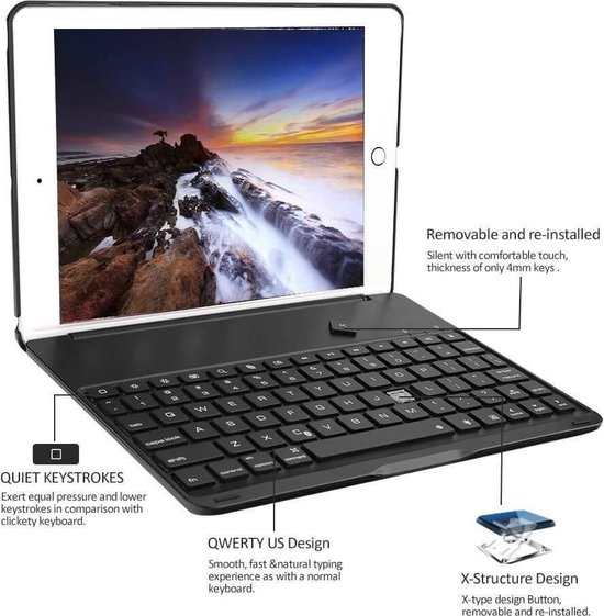 iPad Pro 10.5 Toetsenbord Hoes - Bluetooth Keyboard Case - Toetsenbord Verlichting Zwart bol.com