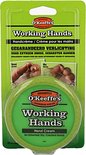 O'Keeffe's Working Hands Handcrème in verpakking met voor-en-na foto's van handen. De pot is groen met oranje letters.