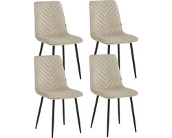 Colenis® - Senny Eetkamerstoel - Set Van 4 - Beige - Fluweel - Industrieel - Eetkamerstoelen