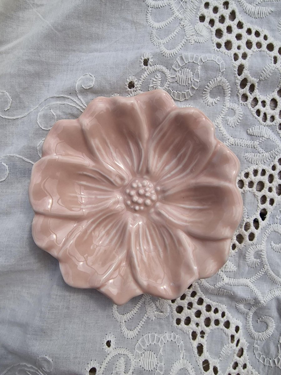 Bordje Cosmea - Peach - Bloom - Bloemenbordje - Bloemen Schaaltje - Sieraden Schaaltje - Petit Four Bordje - Theezakjes Schaaltje - Perzik - Flower