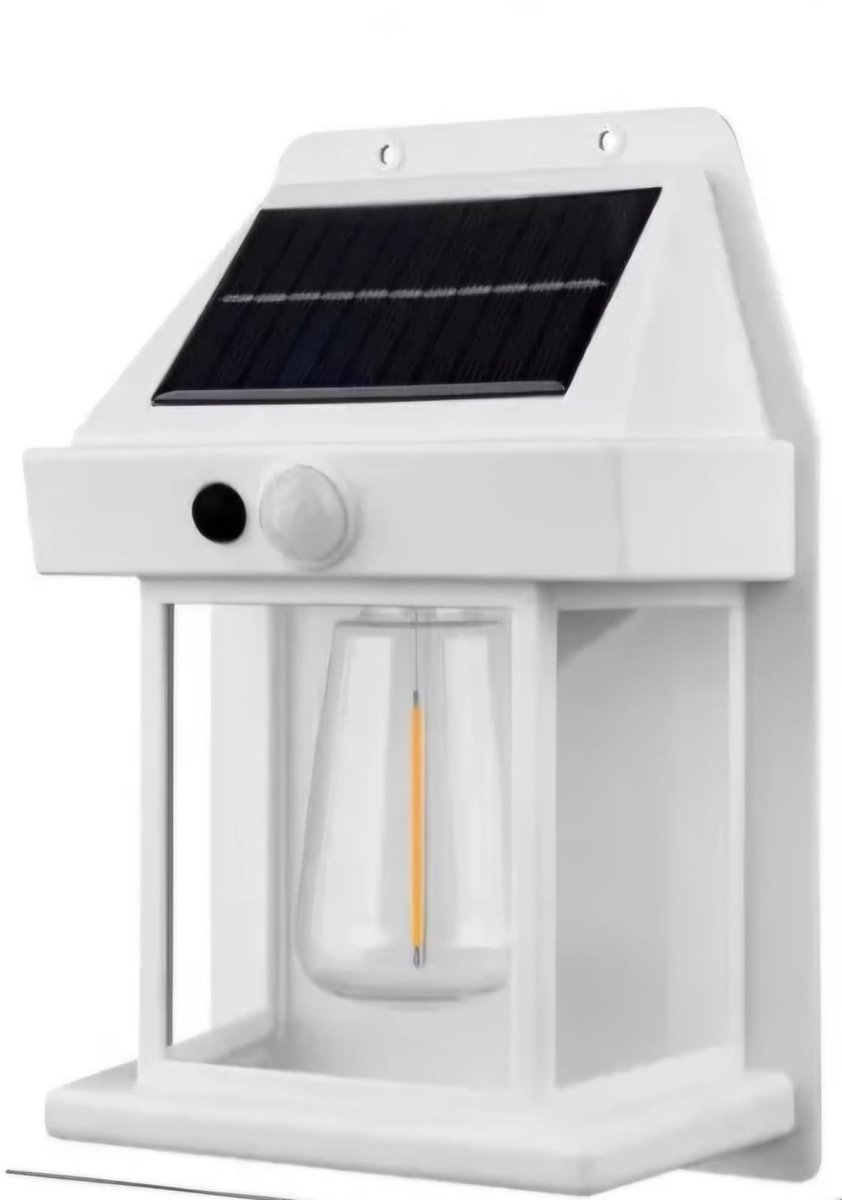 Buitenlamp op Zonne Energie - Met Bewegingssensor - Lantaarn - Tuinverlichting - Tuinverlichting op Zonne Energie - Solar Buitenlamp - Solar Tuinverlichting - Buitenverlichting -Wit