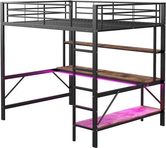 Lit Mezzanine 160x200 Lit Mezzanine Enfant 140x200cm - Avec Armoire