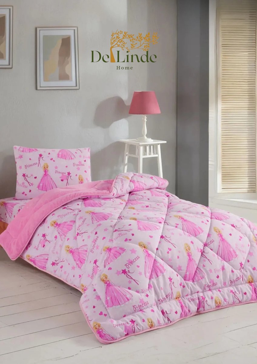Dekbed zonder overtrek - Inclusief Kussensloop - Prinsessen patroon - ca. 140x200 cm - Eenpersoons - Kinderdekbed zonder overtrek - 2 in 1 Dekbed - Teddy - Zacht & Hypoallergeen - 4 Seizoenen - Dubbelzijdig - Wasbaar - Ultra Soft - De Linde Home