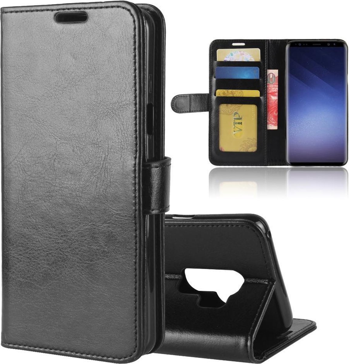 Hoesje voor Samsung Galaxy S9 Plus (S9+), 3-in-1 bookcase, zwart