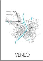 DesignClaud Venlo Plattegrond poster  - A3 + Fotolijst zwart (29,7x42cm)