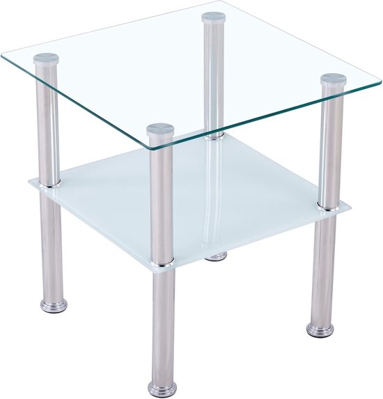 Beliani alsea bijzettafel veiligheidsglas 29 x 29 cm Tafel kopen