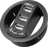Goobay USB inbouw hub met 3 poorten - USB2.0 - busgevoed / zwart - 1,5 meter