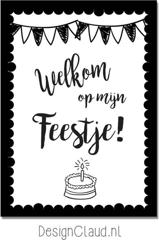 Spectaculair Verkeerd inspanning DesignClaud Taart - Kinderfeestje Uitnodigingen - Feestje - Zwart wit  kaarten - 12... | bol.com