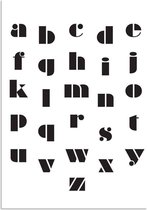 DesignClaud ABC Poster - Abstract - Alfabet poster - Kinderkamer poster Zwart wit A4 + Fotolijst zwart