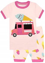 Elowel Meisjes Ijsje Korte Mouwen Pyjama set 100% katoen (maat 110/5  jaar)