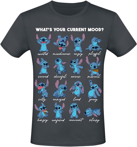Lilo & Stitch What's Your Current Mood? Unisex T-shirt - grijs - L