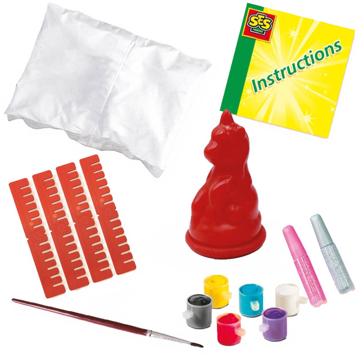 SES - Gips Gieten en schilderen - Unicorn - gips gieten - sneldrogend - heldere verf kleuren - Unicorn Knutselen - goed uitwasbaar - knutselen meisjes