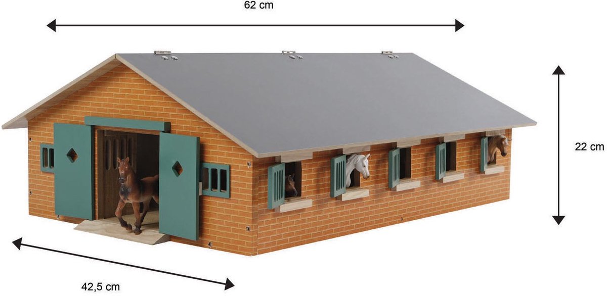 Kids Globe Paardenstal Hout Met 9 Paardenboxen 1:32 — afbeelding 6