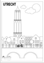 DesignClaud Utrecht - Oude gracht - Dom toren - Interieur poster - zwart wit poster A3 poster (29,7x42 cm)