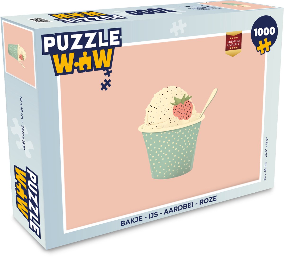 Puzzel Bakje - Ijs - Aardbei - Roze - Legpuzzel - Puzzel 1000 stukjes volwassenen