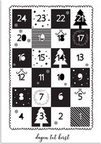 DesignClaud Adventskalender poster - Kerst Poster - Tekst poster - Zwart Wit poster A4 poster (21x29,7cm)