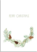 DesignClaud Merry Christmas - Kerst Poster - Krans - Groen A4 poster (21x29,7cm)