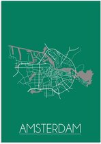DesignClaud Plattegrond Amsterdam Stadskaart poster Wanddecoratie - Groen - A3 poster (29,7x42cm)