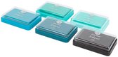 decotime inktkussens - 7,5 x 5,5 cm - turquoise, zeegroen, mint, pastel groen, zwart - 5x stempelkussen - pigmentinkt - inktkussen - stempel inkt