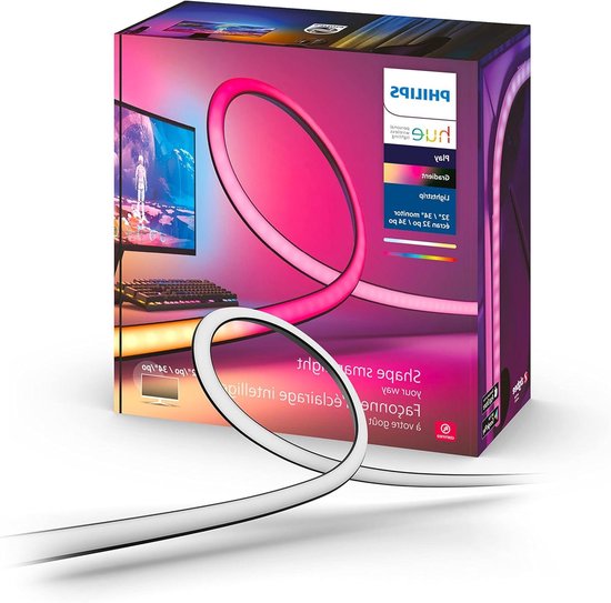 Philips Hue Play Gradient Lightstrip Fita De LED Kit Para 3 Monitores Pc Ou Mac 24 Ate 27