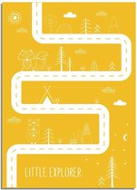 DesignClaud Little Explorer - Kinderkamer poster - Oker geel poster A2 + Fotolijst wit