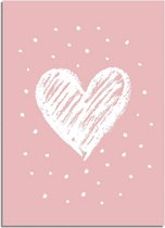 DesignClaud Valentijn poster Hart - Valentijnscadeautje - Roze A4 + Fotolijst zwart