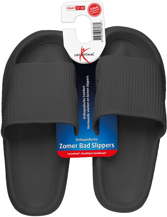 Lucovitaal Orthopedische Bad Slippers Zwart Maat 37-38 paar bol