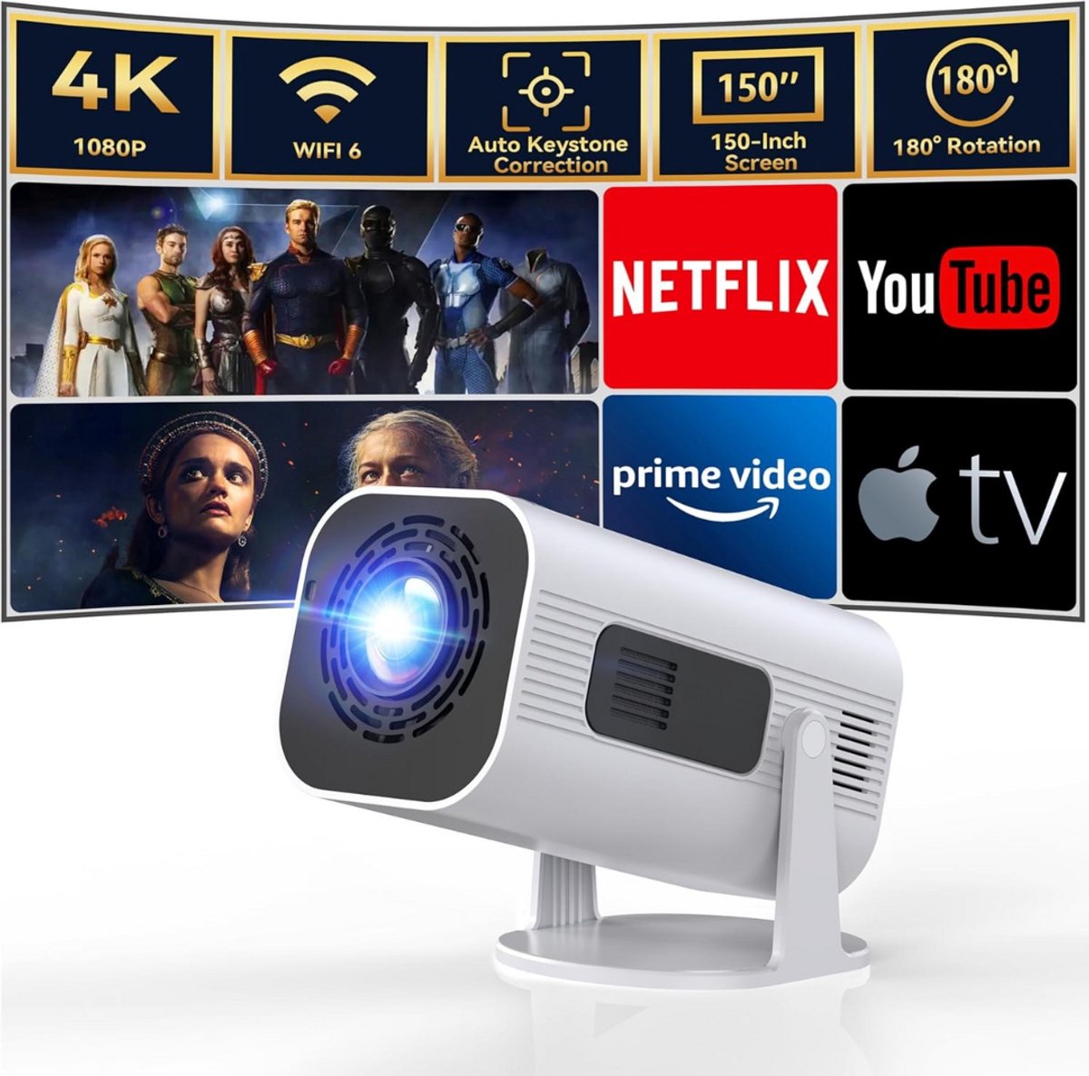 Mini beamer - Projector - Beamerscherm - Projectiescherm - Outdoor & Indoor Projector -