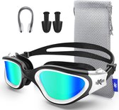 Kyrox Gepolariseerde Zwembril - Anti Condens - UV Bescherming - Inclusief Oordoppen en Neusklem - Duikbril - Verstelbare Band - Unisex - Zwembril volwassenen & kinderen - Wit
