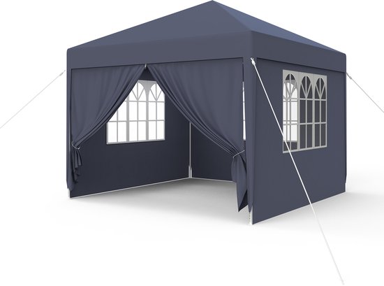 NAIZY Pavillon 3x3m Tente Tente de réception Stable et étanche avec 4 panneaux latéraux et Fenêtres et clous de sol fixes Pavillon de jardin Protection UV résistante à l'hiver, Anthracite