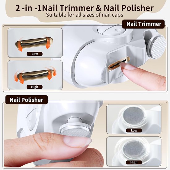 nagelvijl electrisch-nagelvijl electrisch baby-nagel vijl electrisch-2-in-1 trimmer voor nagelverzorging-Automatisch opladen via USB — afbeelding 3