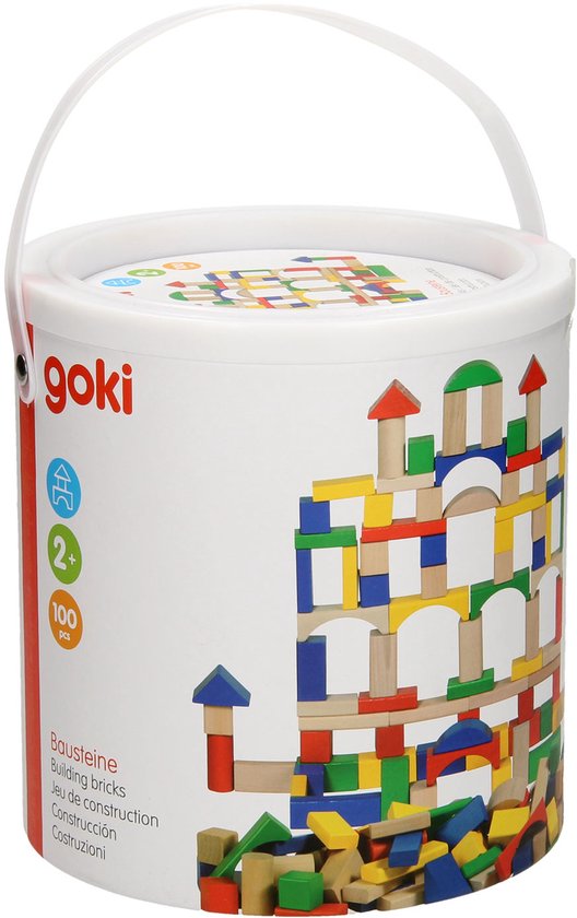 Goki | Houten blokken in ton (100 stuks)