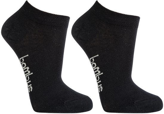 Chaussettes baskets en Bamboe 39-42 | socquettes en bambou | Talon et pointe renforcés | Couleur : noir | Lot de 6 paires