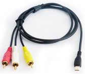 Dolphix Camera Tulp composiet A/V kabel compatibel met Sony VMC-15MR2 / zwart - 1,5 meter