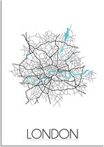 DesignClaud London Plattegrond poster A2 + Fotolijst wit