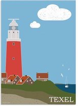 DesignClaud Texel - Waddeneilanden - Nederland - Vuurtoren - Texel poster A3 + Fotolijst wit