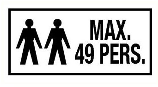 Panneau avec texte 'Max 49 personnes' plastique 200 x 100 mm