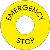Noodstop - Emergency stop sticker met gat - meerdere talen Engels 60 mm