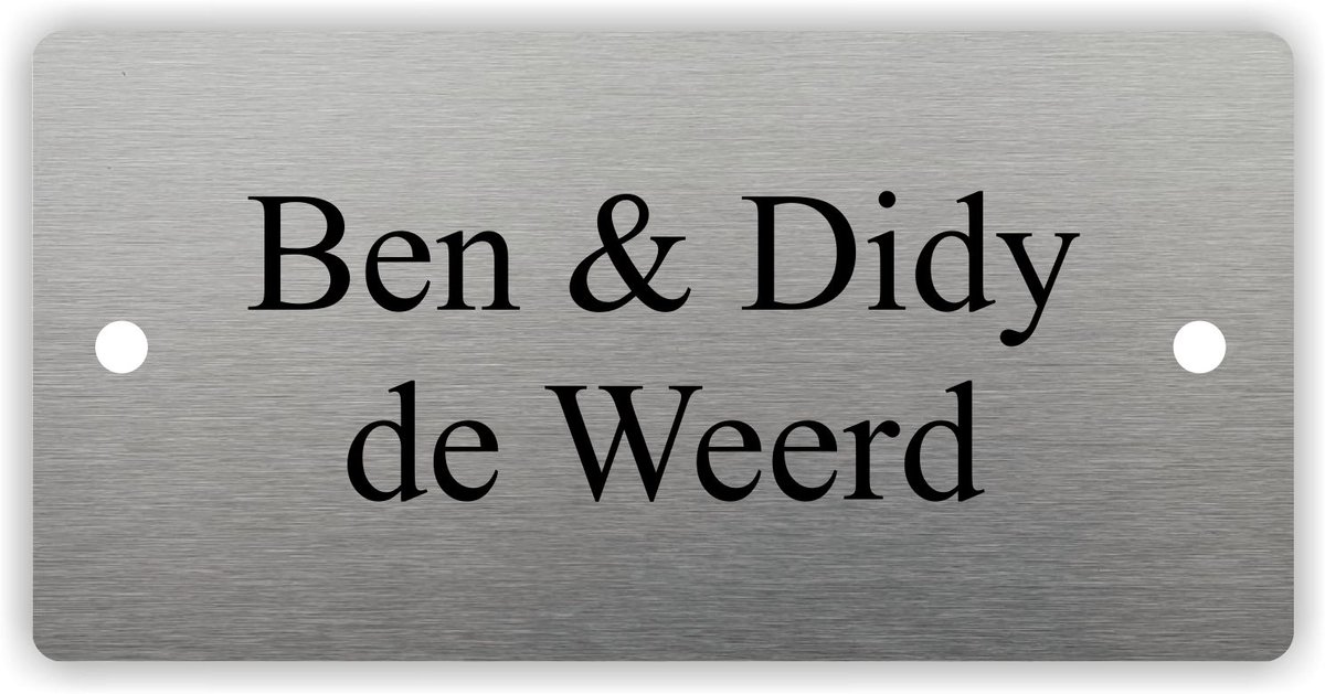 RVS naambordje voordeur verdiept gegraveerd 12x6cm RVSG01