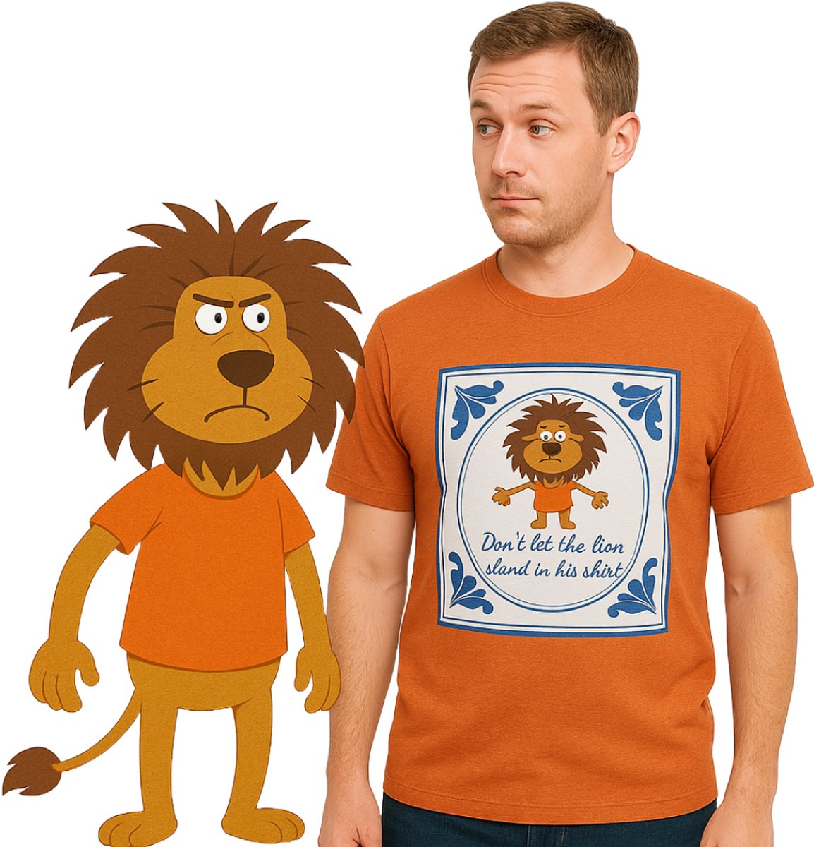 JAP Oranje Koningsdag - WK voetbal 2025 heren shirt (Maat L) - Regular fit - Oranje kleding - "Don't let the lion stand in his shirt" - 100% Katoen t-shirt