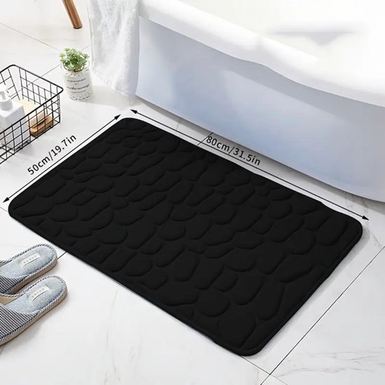 Bovista Sneldrogende Badmat - Douchemat - Antislip - Wc Mat - Toiletmat - Badkamermat - Zwart M