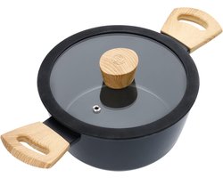 Stock Pot met deksel 20 cm - anti-aanbakpan - geschikt voor inductie - Zwitserse kwaliteit - aluminium