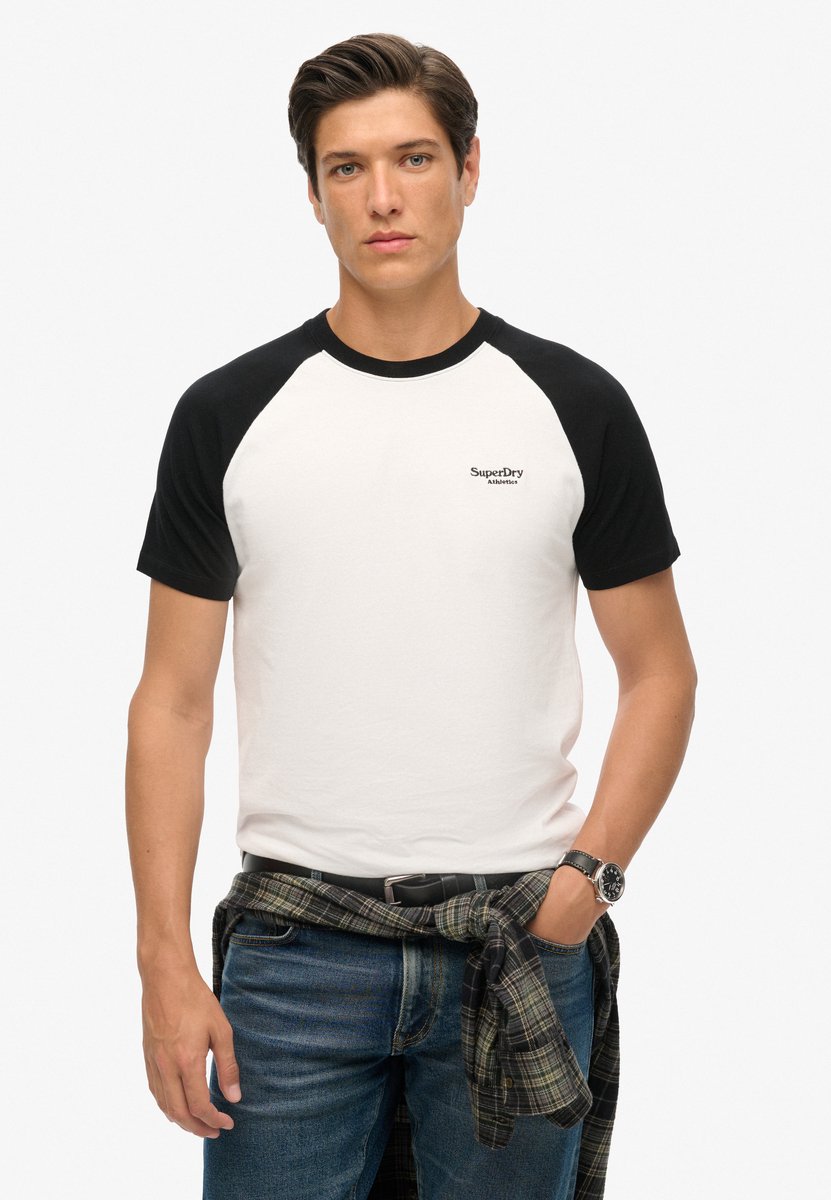 Superdry Essential baseballshirt van biologisch katoen met logo Heren T-shirts Zwart